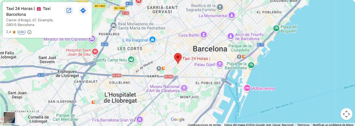 Mapa de cobertura de taxi en el Area Metropolitana de Barcelona