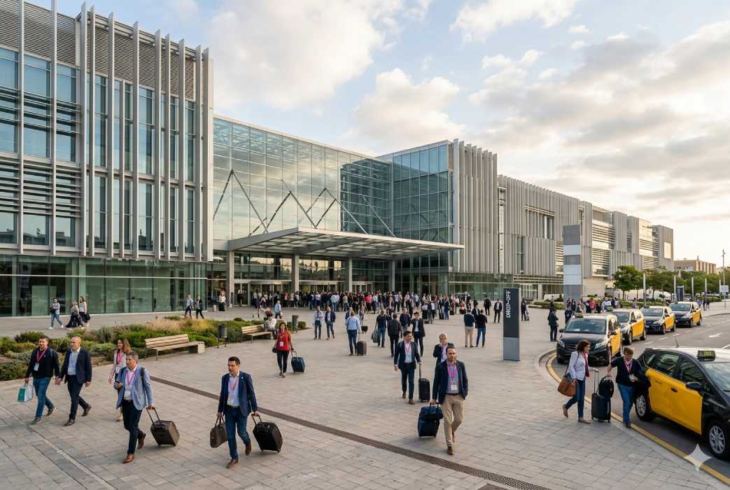Taxi recogiendo a asistentes de congreso en Fira Barcelona Gran Via